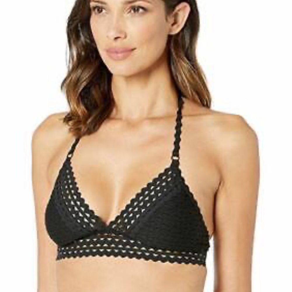Robin Pikoni, large zigzag bikini top Black Lace